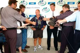 In 2001, the great rugby league character Allan Langer fronted the media about his return to playing in Queensland. PHOTO: AAP Image/Dave Hunt
