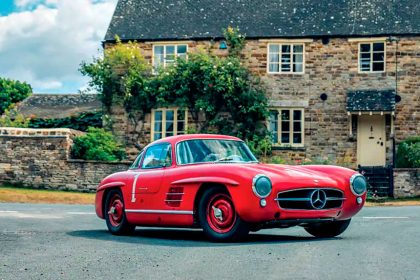 The legendary W198 300 SL Gullwings introduced fuel injection and space-frame chassis to road cars. PHOTO: Alex Penfold c 2025, courtesy of RM Sothebys.