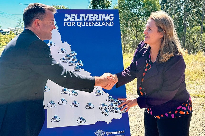 HOUSING PUSH: Deputy Premier Jarrod Bleijie with Ipswich Mayor Teresa Harding.