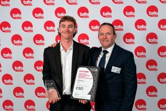 TOP APPRENTICE: Winner Xanda Kerss with Stephen Gates, General Manager SkillsTech.