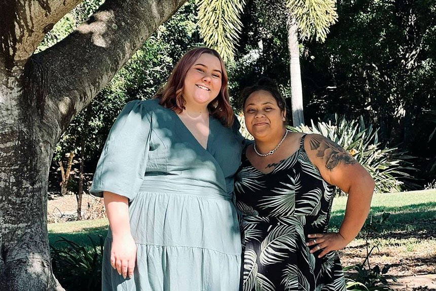 NEVER FORGOTTEN: Shyleen Fazackerley in a treasured moment with her sister Kierra-Lea Jensen.