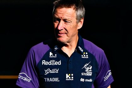 The Storm’s Craig Bellamy will be up against the Broncos’ Michael Maguire in the battle of the coaches. PHOTO: AAP Image/Joel Carrett