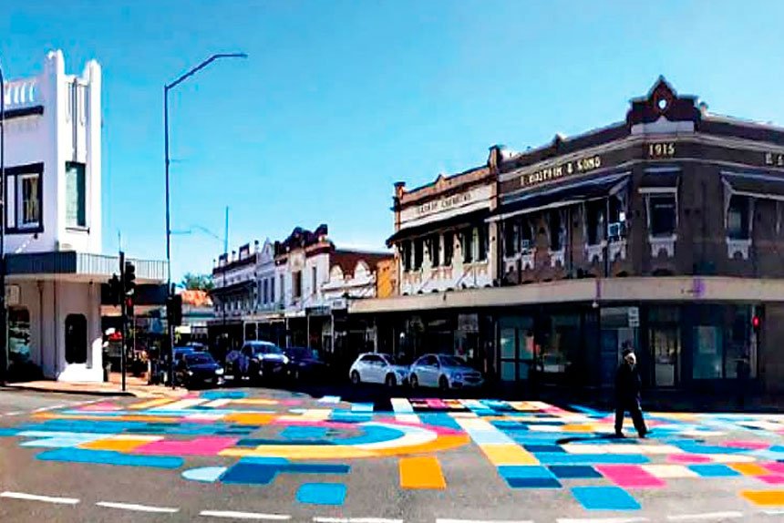 DESIGN DISCUSSION: The scramble crossing design for the intersection at Brisbane and Ellenborough Streets.
