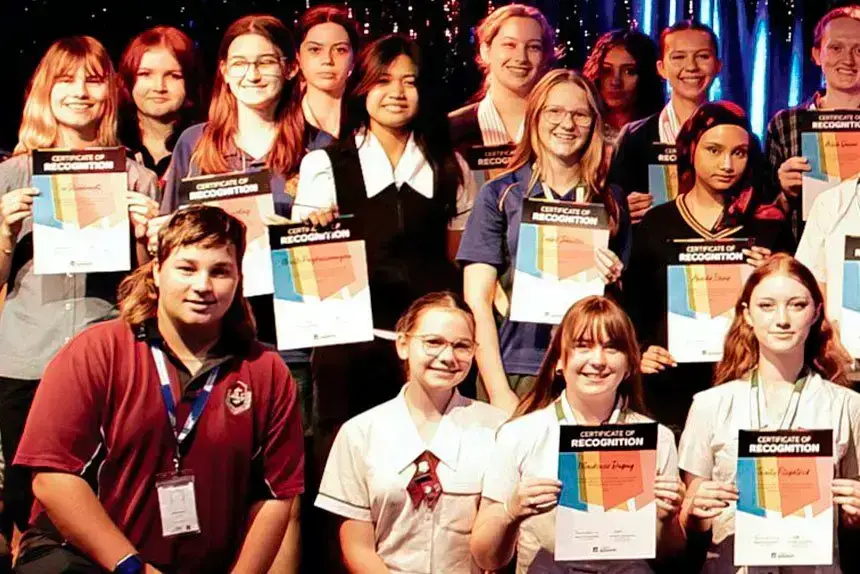 Proud members of this year’s Ipswich Youth Advisory Council accept their participation certificates.