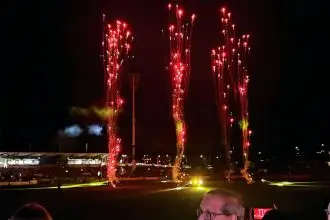 EXPLOSION OF COLOUR: Excitement filled the stadium.