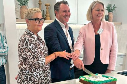 Tanya Milligan, Kane Davis and Sue-Ann Fresneda joined in a cake-cutting