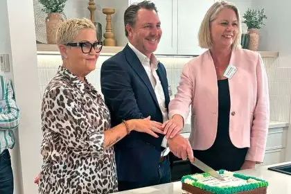 Tanya Milligan, Kane Davis and Sue-Ann Fresneda joined in a cake-cutting