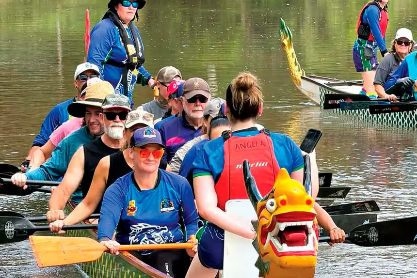 SIMPLE GOALS: Ipswich Dragon Boat Club members seek fitness and friendships.