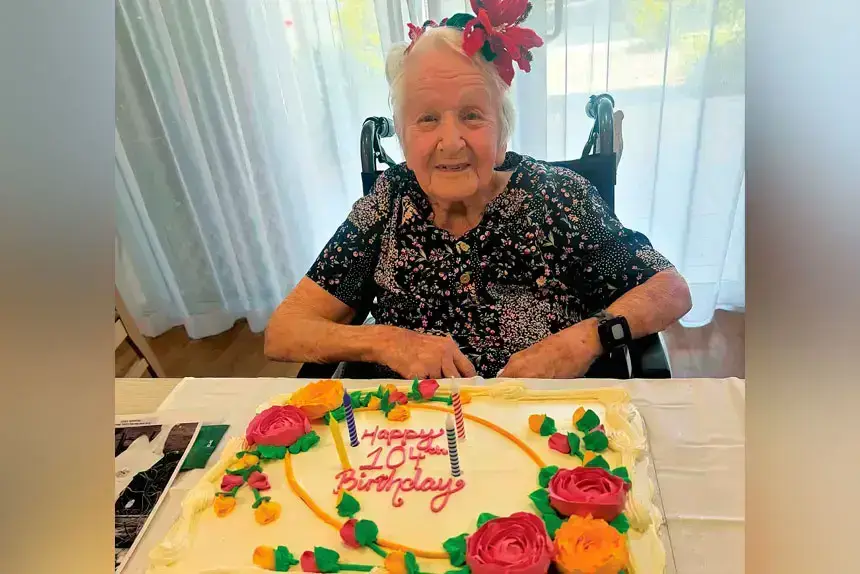 Norma Freiberg celebrates her 104th birthday.