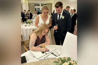 ARTIST AT WORK: Emma Van Den Elsen creates another unique live portrait.