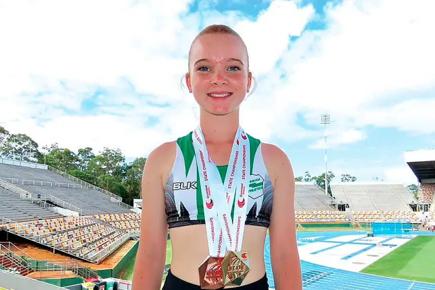 U13 track star Charlotte Roche won two gold and two bronze medals.