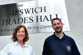TURNING POINT: Jennifer Howard MP with Ipswich Trades Hall President Elliot D’Arcy.