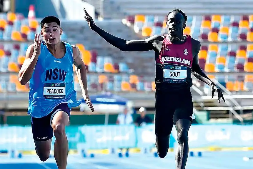 Gout Gout ran just over 10 seconds in Brisbane at the weekend and is now chasing a sub-10 second result. PHOTO: AAP