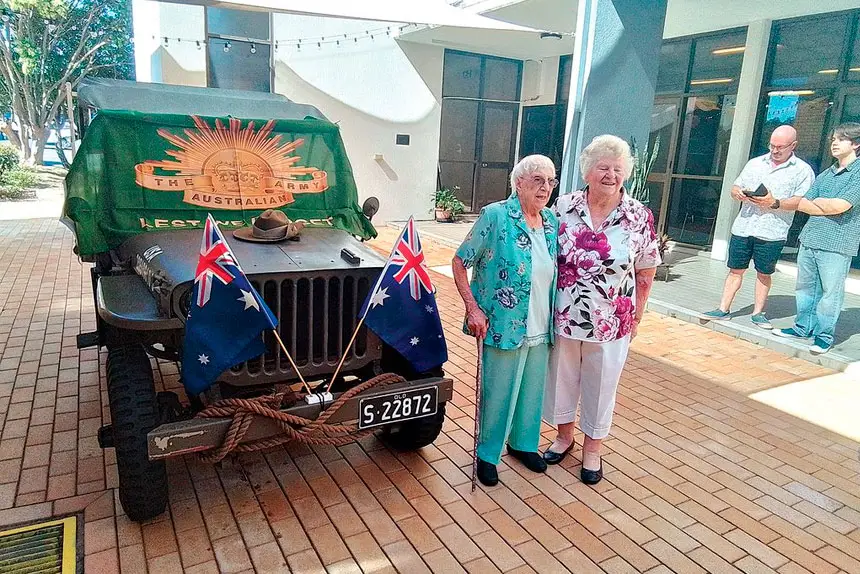 Jean Bird and her younger sister Val at the 100th birthday celebration.