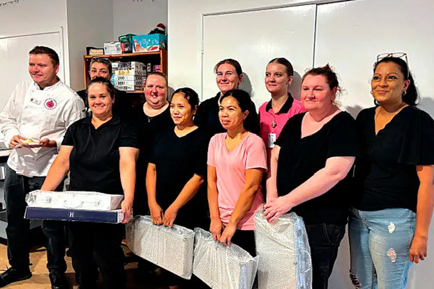 TASTE FOR CHANGE: Kitchen staff at Bundaleer Lodge Nursing Home showcase some of their culinary delights.