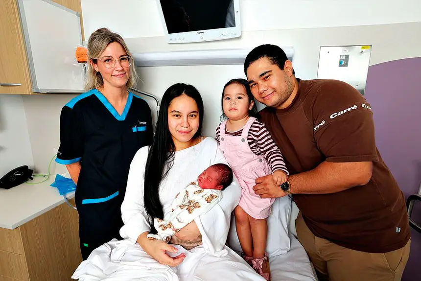 SPECIAL DELIVERY: Little Hiwa-i-te-Rangi is the first baby born at Mater Hospital Springfield.