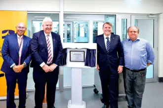MILESTONE LAUNCH: UniSQ’s Robert Sang and Paul Mazerolle with Christian Rowan MP and Honorary Professor Brad Carter.