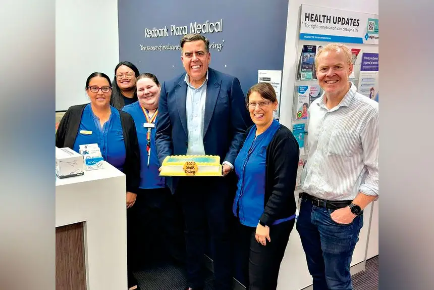 PARTY TIME: Federal MP for Oxley Milton Dick celebrates with local health workers.