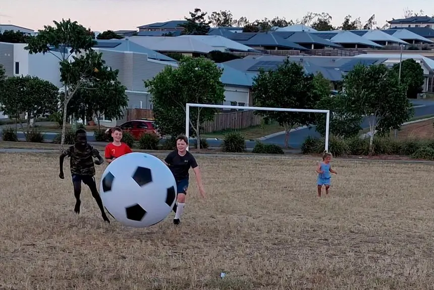 GETTING THEIR KICKS: Children have loved getting involved in unstructured play in the park.