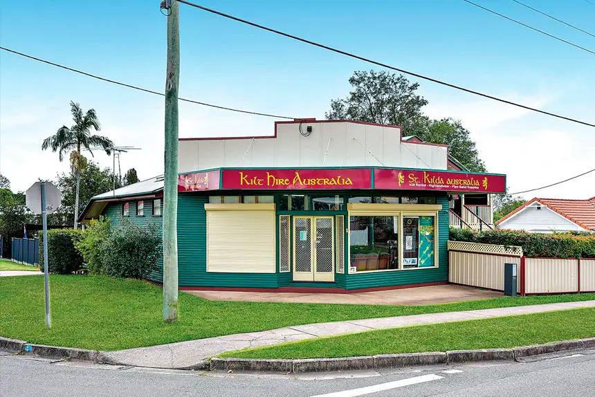 LONG HISTORY: The prominent 1952 commercial shopfront is best known throughout the region as the long-time home of the Ipswich City Kilt Shop.