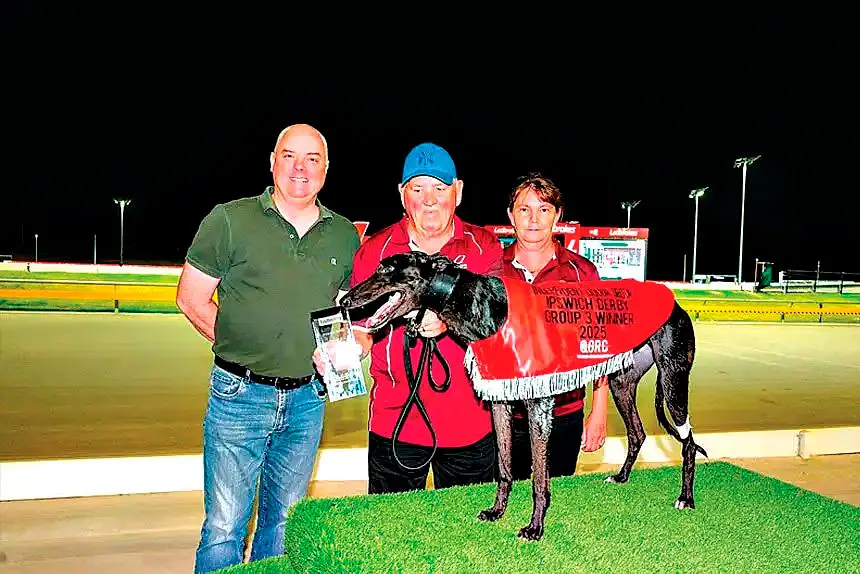 HIGH HOPES: QGRC Chairman David Nugent, left, is looking to take greyhound racing to a new level.