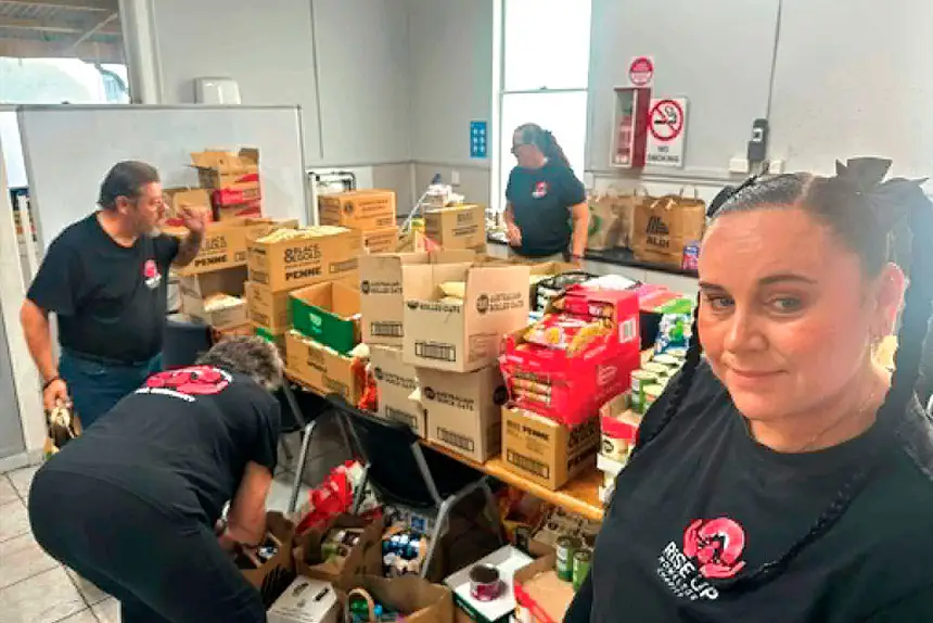 HELPING OUT: A recent winter giveaway from homeless charity Rise Up gave away 200 hampers while also having leftover food taken by other charities.