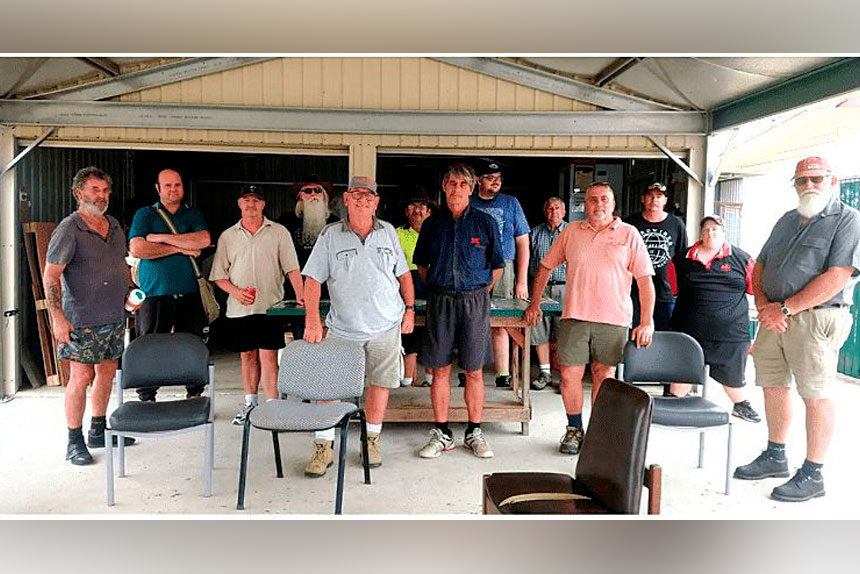 LOYAL SERVANT: At Rosewood Men’s Shed with Trevor Halter front and centre.