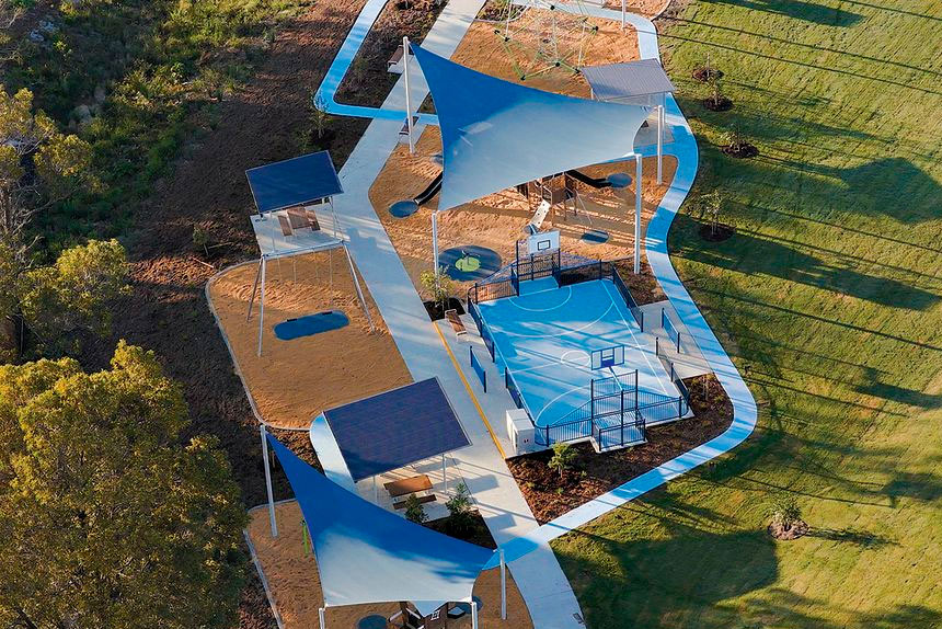 OPEN SPACES: A half basketball court, picnic shelters and large grassed areas cater for the family.