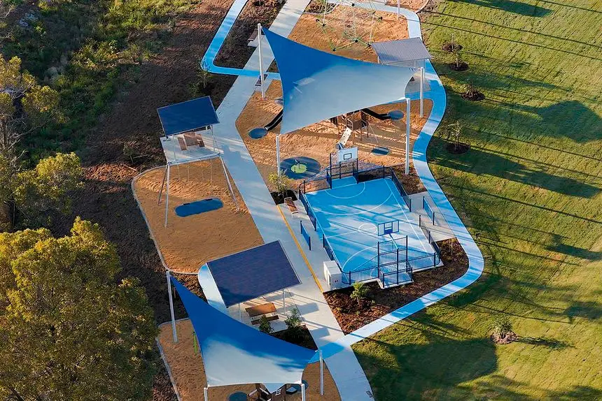 OPEN SPACES: A half basketball court, picnic shelters and large grassed areas cater for the family.
