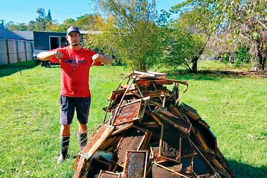 DESPERATE TIMES: Garvan Cannon prepares to destroy infected hives.