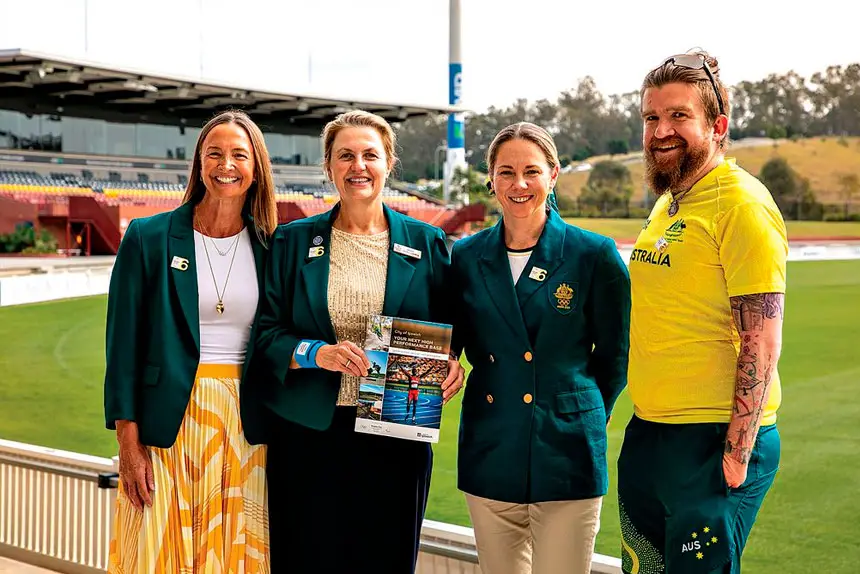 COUNTDOWN: Olympian Brooke Hansen, Mayor Teresa Harding, Olympian Karlee McCullogh and Paralympian Taymon Kenton-Smith.
