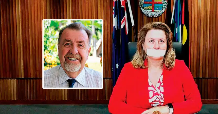 GAG CLAIM: Ipswich Mayor Teresa Harding has previously alleged she is being gagged by fellow councillors. INSET: Paul Tully