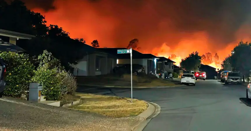 LUCKY ESCAPE: The fire pushed dangerously close to homes and tested crews on the ground.