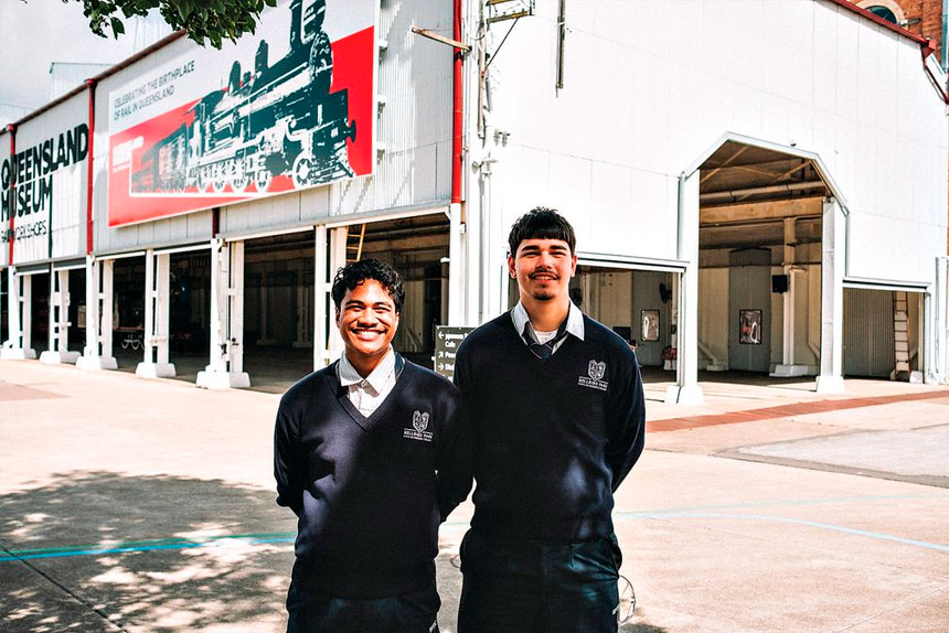 Bellbird Park State Secondary College students Misonare Feauai and Keith Hastie take part in the inaugural Intensive Learning Program.