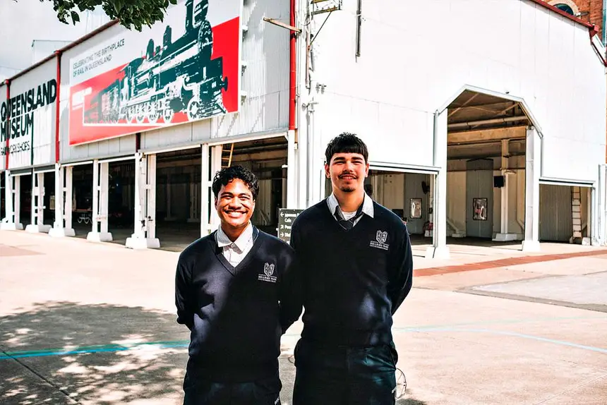 Bellbird Park State Secondary College students Misonare Feauai and Keith Hastie take part in the inaugural Intensive Learning Program.