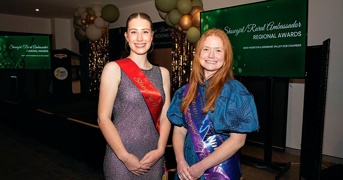 Alison Boettcher - 2026 West Moreton & Brisbane Valley Sub Chamber Showgirl runner-up and Nicola Miners - 2026 West Moreton & Brisbane Valley Sub Chamber Showgirl.