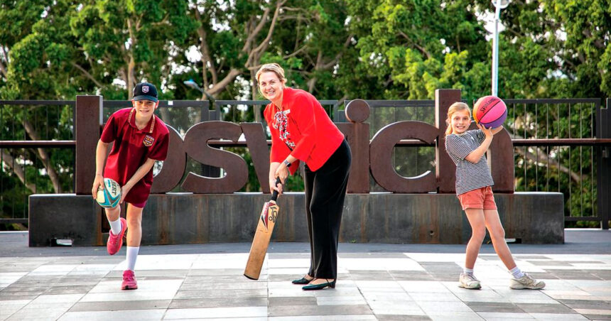 FUN ACTIVITIES: Ipswich Mayor Teresa Harding getting into the swing of things.