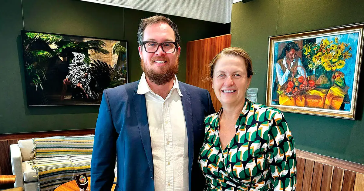 MEETING OF MINDS: Street art consultant Matt Tervo and Ipswich Mayor Teresa Harding.